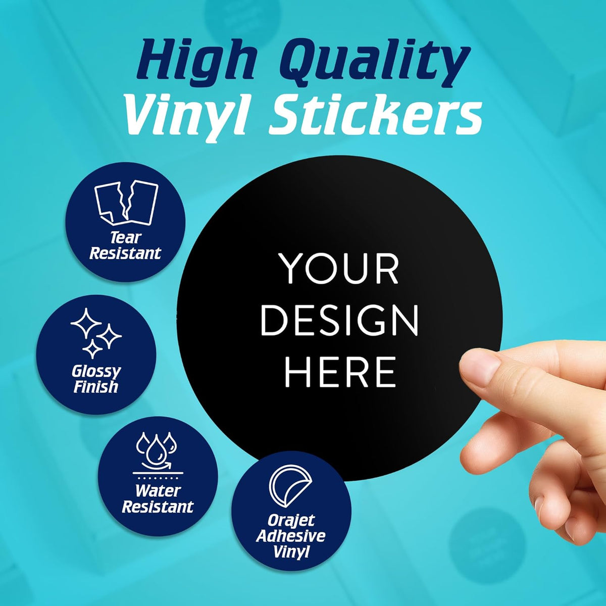 5-1000 Custom Vinyl Stickers - Upload Your own Image, Text, Design, Logo - Personalized Logo Labels for Handmade, Packaging, Bottle, Jars, Candle, Brand Stickers (Black, 5x5)