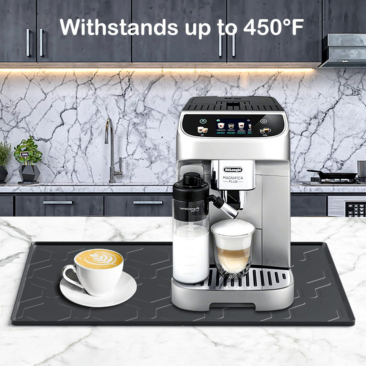 17.7"x14" Silicone Coffee Bar Mat, Non-Slip Hot Pad, Countertop Protector for Air Fryers, Microwaves, Coffee Makers, Compatible with Ninja, Cosori, Chefman, Toshiba