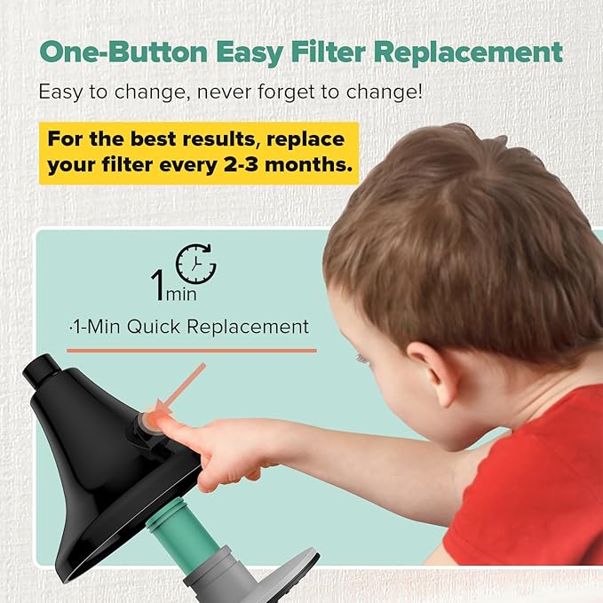 Filtered Shower Head Matte Black - High Pressure Rain Shower Heads with Filter for Hard Water -Water Softener Filters Beads to Remove Chlorine, 1-Min Install, One-Button Filter Replacement