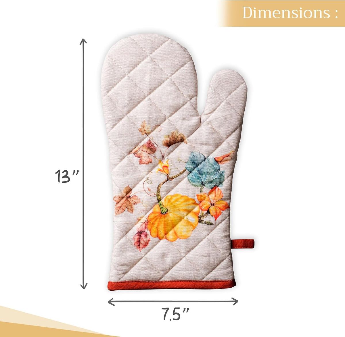 Maison d' Hermine Oven Gloves 100% Cotton Oven Mitt 7" x 13" with Loop Heat Resistant, BBQ, Cooking Gloves, Baking, Grilling, Kitchen, Handling Hot Pans (Pack of 1, Potiron)