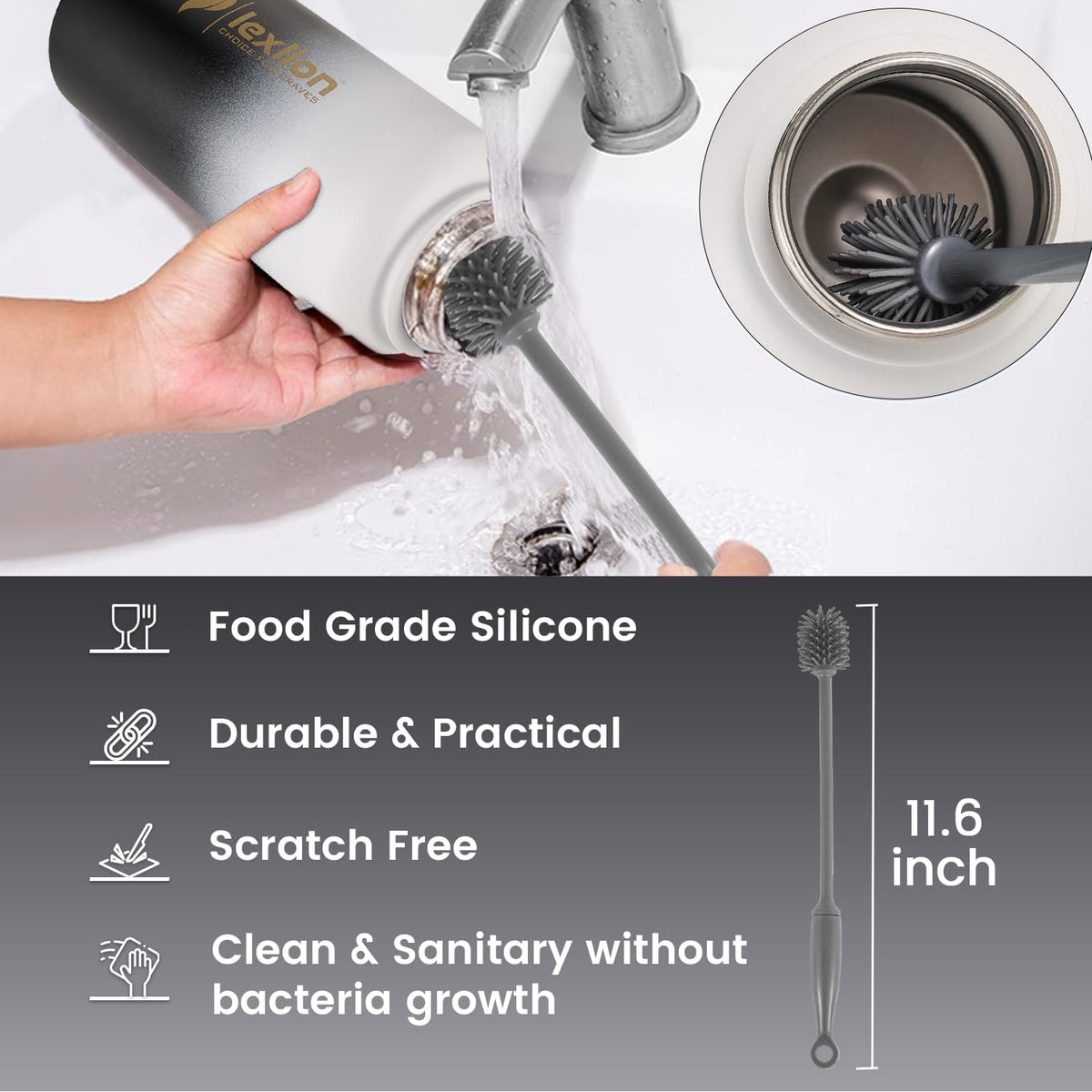 Lexlion 32 Oz Triple Walled Insulated Stainless Steel Fruit Infuser Water Bottle, Leakproof, 3 Lids, Infuser, Silicone Sleeve