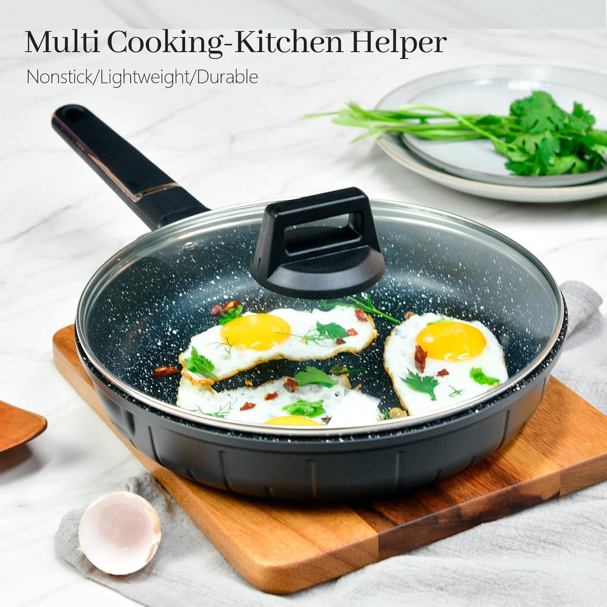 11 In Glass Lid for Frying Pan, Tempered Replacement Cover Compatible with All 11 Inches Cookware for Skillets, Round Cast Iron, Cast Aluminium, Stainless Steel Pans &Pots