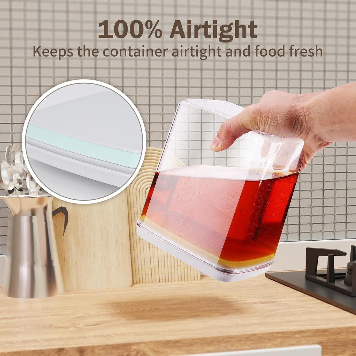 Pop Airtight Food Storage Containers Set with Lids, 6 Pcs Stackable One Button Opening Food Containers Kitchen Pantry Organization and Storage, BPA Free Stackable Cereal Container (0.5, 1.2, 1.8qt)*2