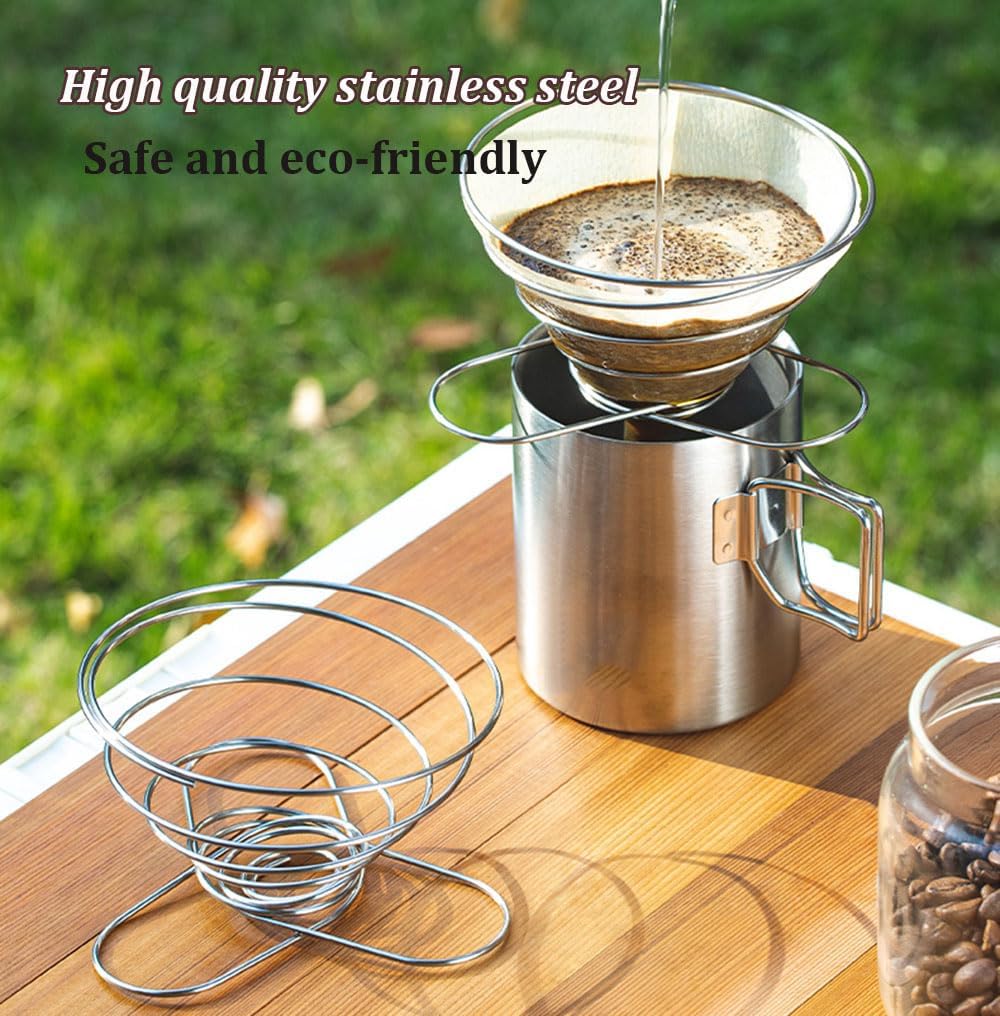 MERMOO YILAN Pour Over Coffee Dripper, for 1~2 Cups, Collapsible Folding Stainless Steel Coffee Maker, Comes with Storage Bag for Camping, Travel, Backpacking