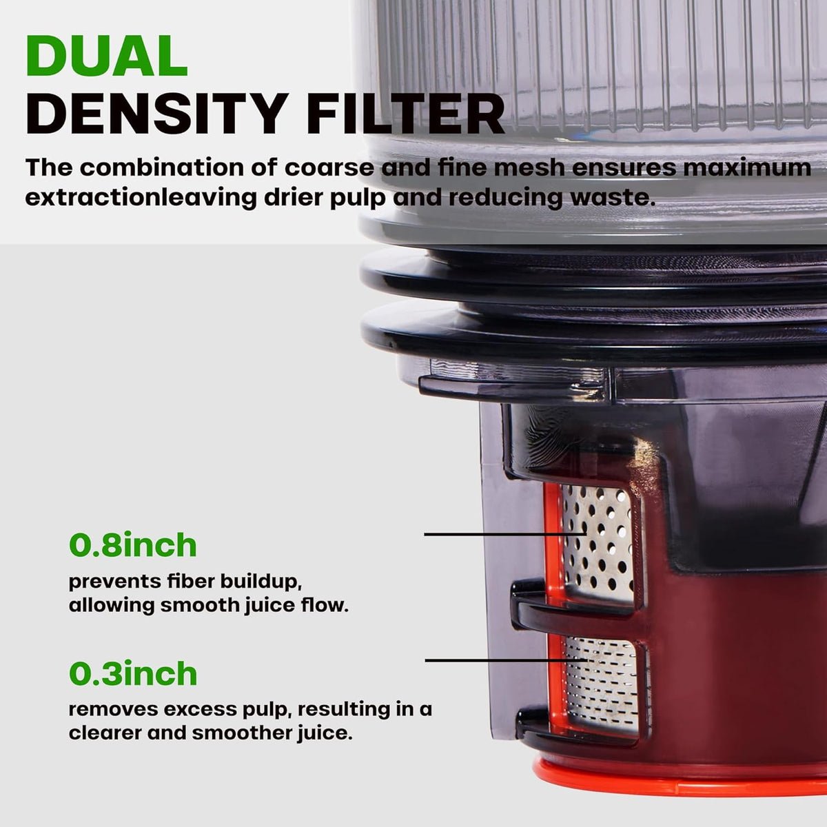 Cold Press Juicer, 5.4" Wide Feed Chute Juicer Machines for Vegetable and Fruit, Slow Masticating Juicer with AC Moter, Easy to Clean, AC-Grey