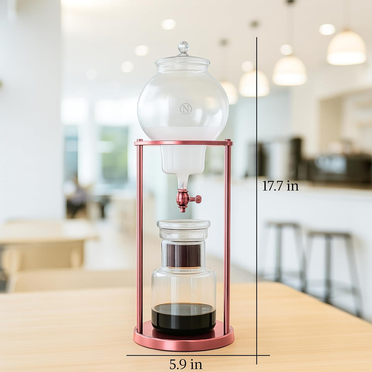 Nispira Luxury Ice Cold Brew Tower Dripper Coffee Maker, 1000 ml Copper Color