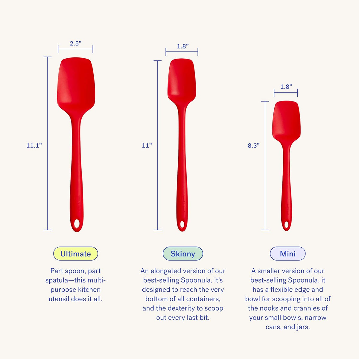 GIR: Get It Right Silicone Spoonula Spatula - 11 in Slate - Heat-Resistant up to 425°F & Non-Scratch Seamless Design - Dishwasher Safe Scraper & Stirring Tool