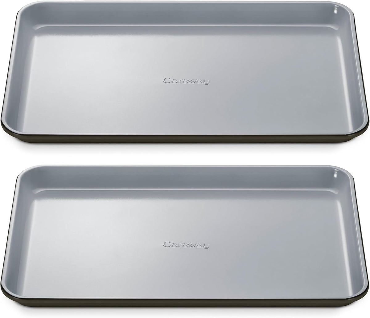 Caraway Non-Stick Ceramic Medium Baking Sheet - Naturally Slick Ceramic Coating - Non-Toxic, PTFE & PFOA Free - Perfect for Baking, Roasting, and More - Medium (15" x 10") - Black