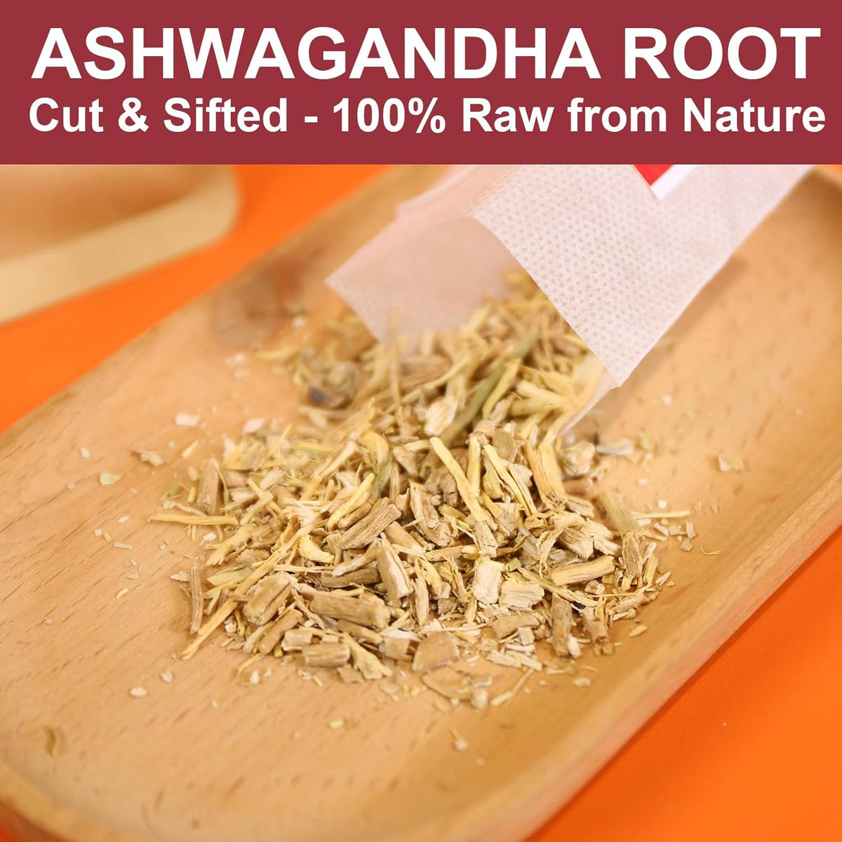 FullChea - Ashwagandha Tea, 2.5g X 30 Count - Sourced from India - Premium Natural Dried Cut & Sifted Root - Non-GMO - Caffeine-free - Rich in Antioxidants & Boost Energy