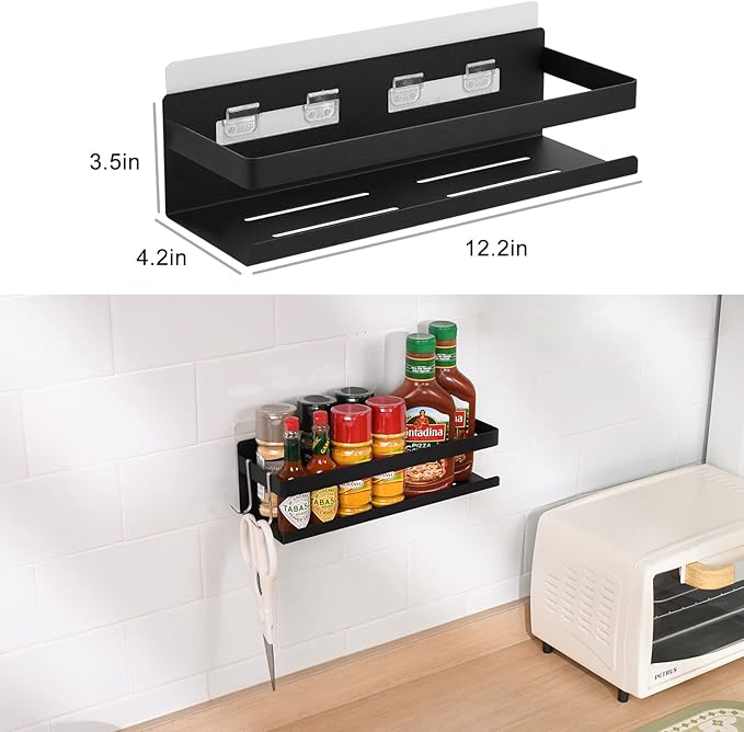 Spice Rack for Rrefrigerator Self Adhesive Spice Shelf Kitchen Home Organization and Storage