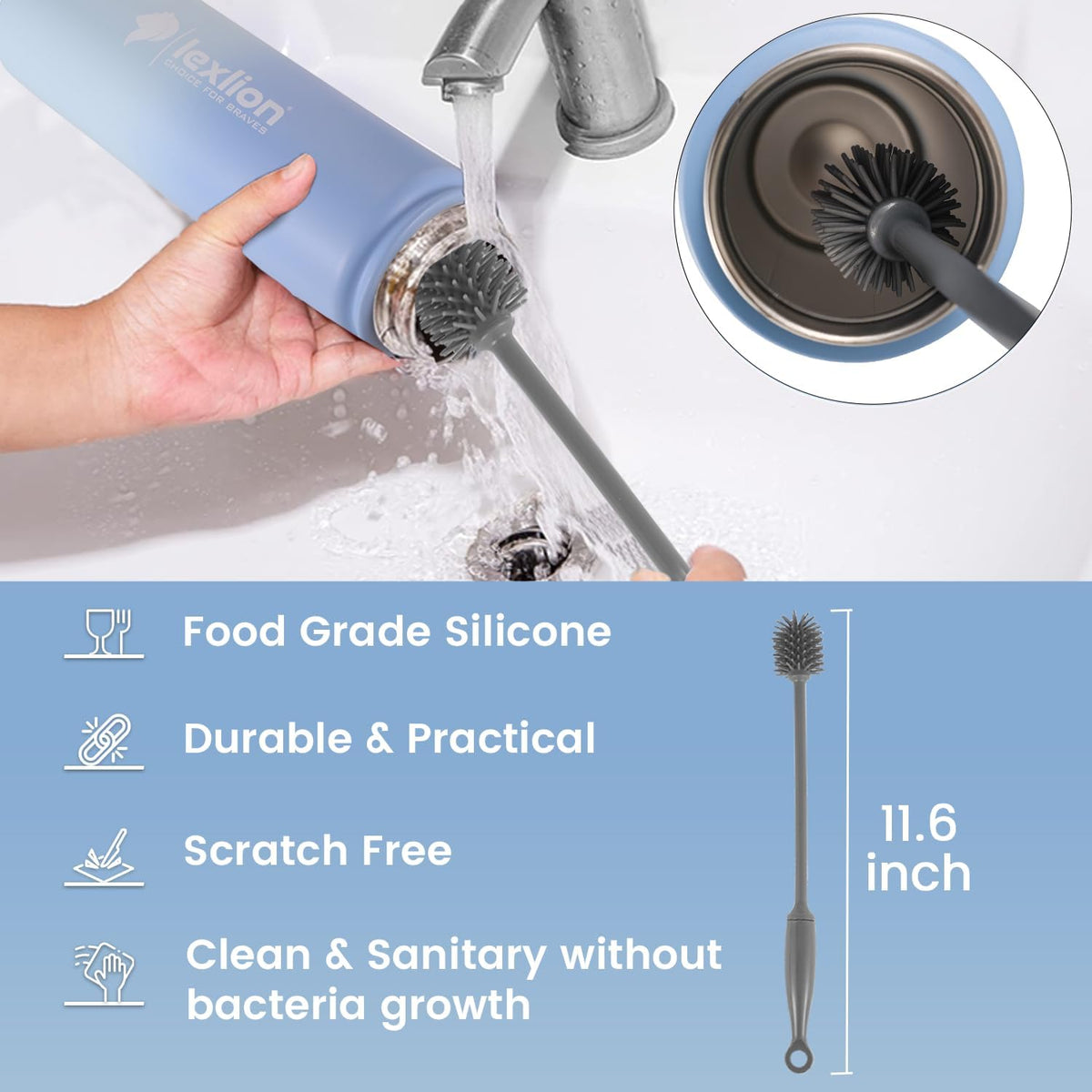 Lexlion Tea Infuser Water Bottle 22 Oz, Triple Walled Insulated Stainless Steel Bottle, Thermal Fruit Leaf Infuser, Silicone Sleeve, 3 Lids Leakproof, Metal Mug Gallon