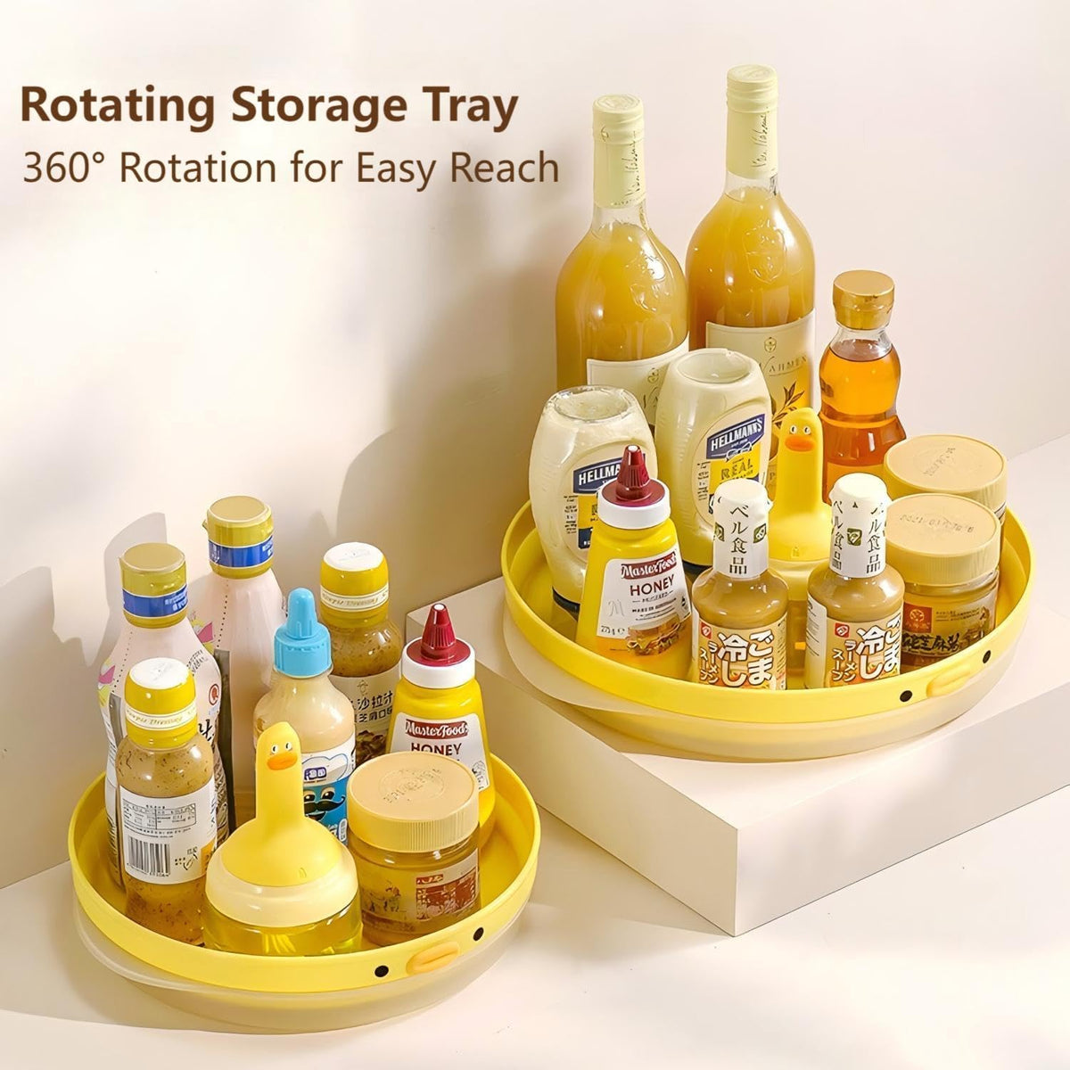9.8 Inch Lazy Susan Turntable, 360-Degree Rotating Tray with Non-Slip Base, Creative Organizer for Spice Rack, Countertop, Cabinet, Pantry, as Decorative Display for Living & Dining Room