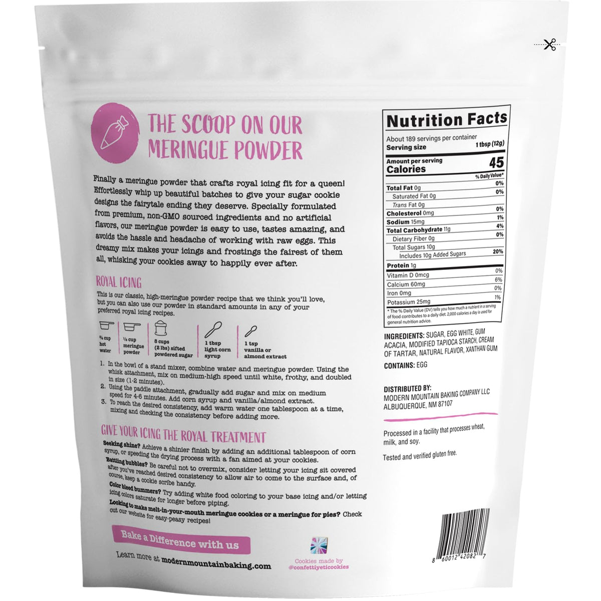 Meringue Powder (5lb) For Royal Icing, Premium Quality, High Egg White Formula, Create Incredible Royal Icing or Frosting for Sugar Cookies, Naturally Flavored, Verified Gluten Free, Non-GMO Sourced
