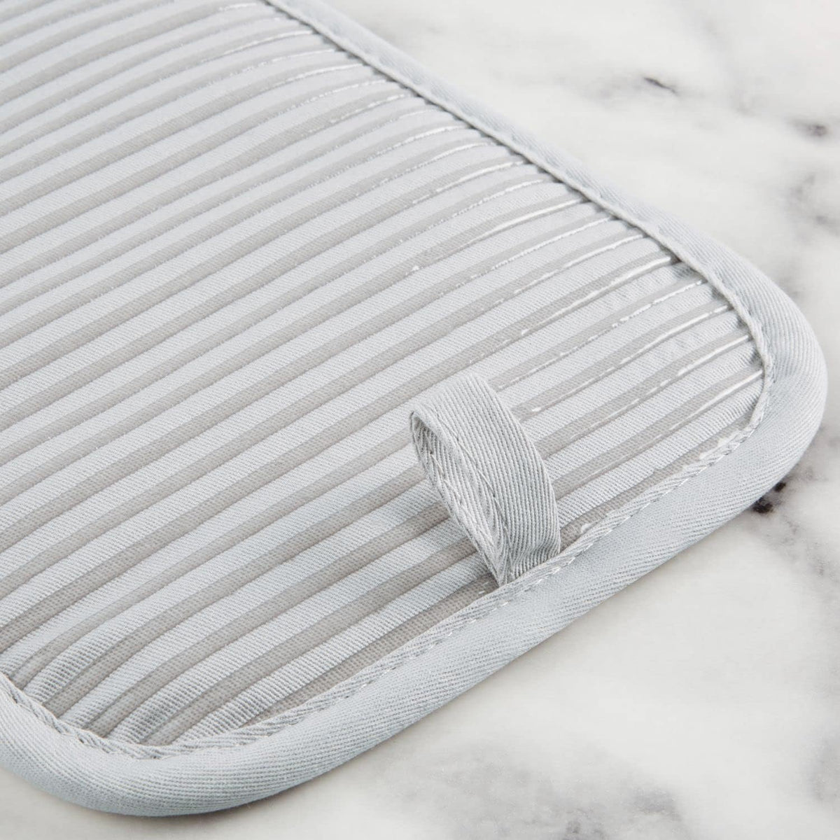 KITCHENAID Quilted Cotton Terry Cloth Oven Mitt, Pot Holder, Kitchen Towel 4-Pack Set, Heat Resistant, Silicone Grip, 16"x26", 7"x13" & 7"x10", Matte Grey