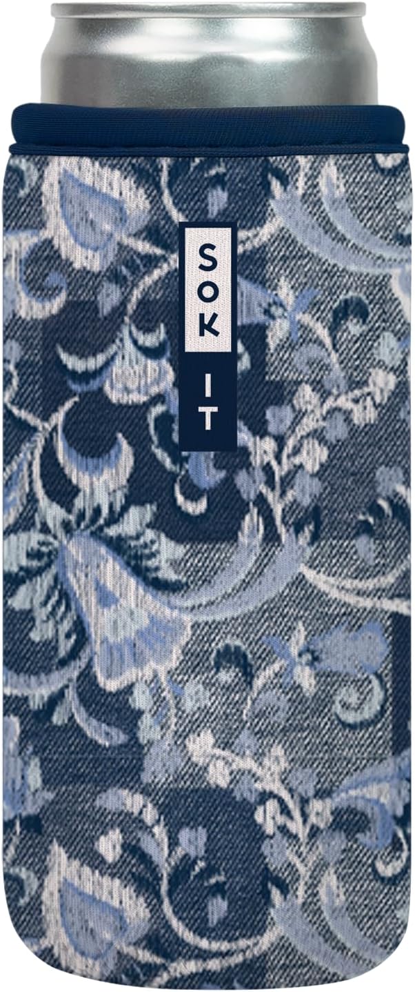 Sok It CanSok Sleeve for Beer & Soda Insulated Neoprene Cover (Paisley Patchwork, 12oz Slim Can Sleeve)
