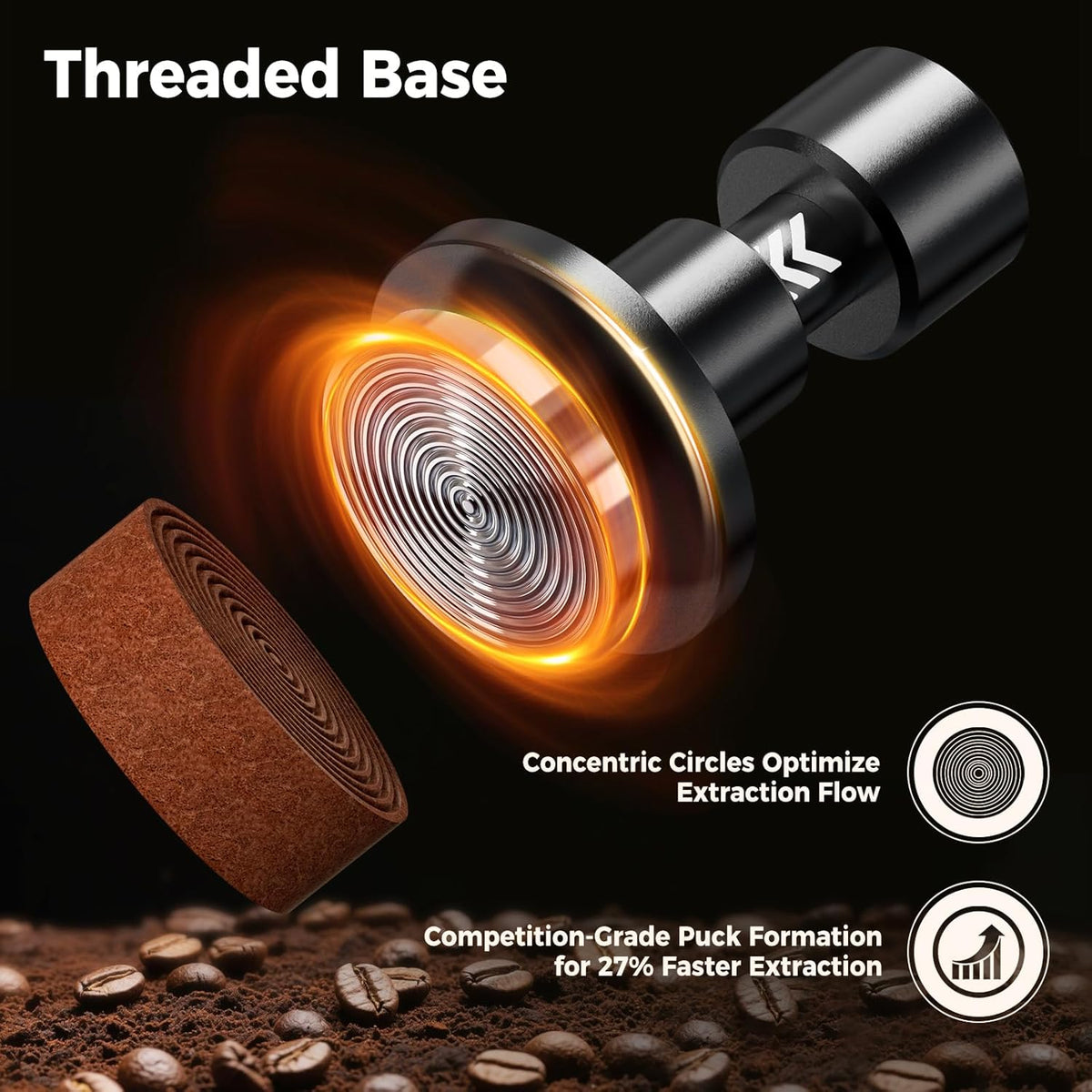 IKAPE 58.35MM V6 Impact Espresso Tamper with Sound Feedback, 15lb/30lb Interchangeable Springs, Espresso High Tamper with Triple-spring System, Fits Over 58mm portafilters