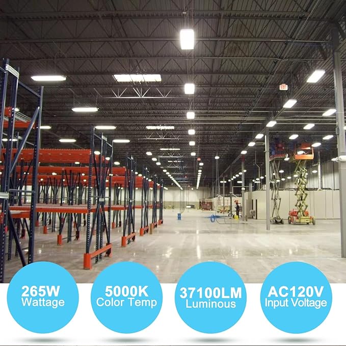 Lightdot 4 Pack LED High Bay Shop Lights, 4FT 240W 33600LM [Eqv.1000W MH/HPS] 5000K Daylight Linear Hanging Light for Garage Warehouse Gyms, 10 Lamp Fluorescent Fixture Replacement
