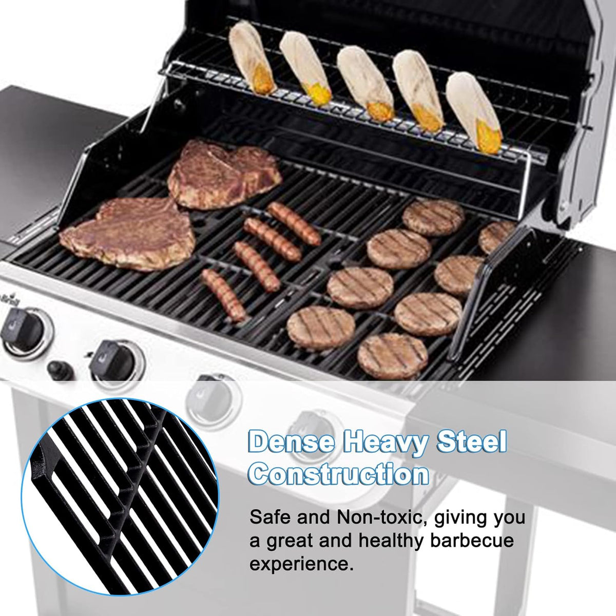 Adviace 18 Inches Grill Grates Replacement for Charbroil Performance 463377319, 463376419, 463376519, 463376319, Cast Iron Cooking Grid Grates for Char-Broil G470-0002-W1, G470-0003-W1, G321-0005-W1.