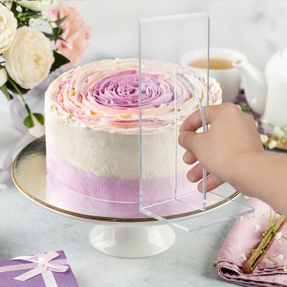 PRETYZOOM Acrylic Cake Smoother Scraper - 8.6 Inch Pastry Scraper Fondant Smoother Baking Accessory Butter Frosting Tools
