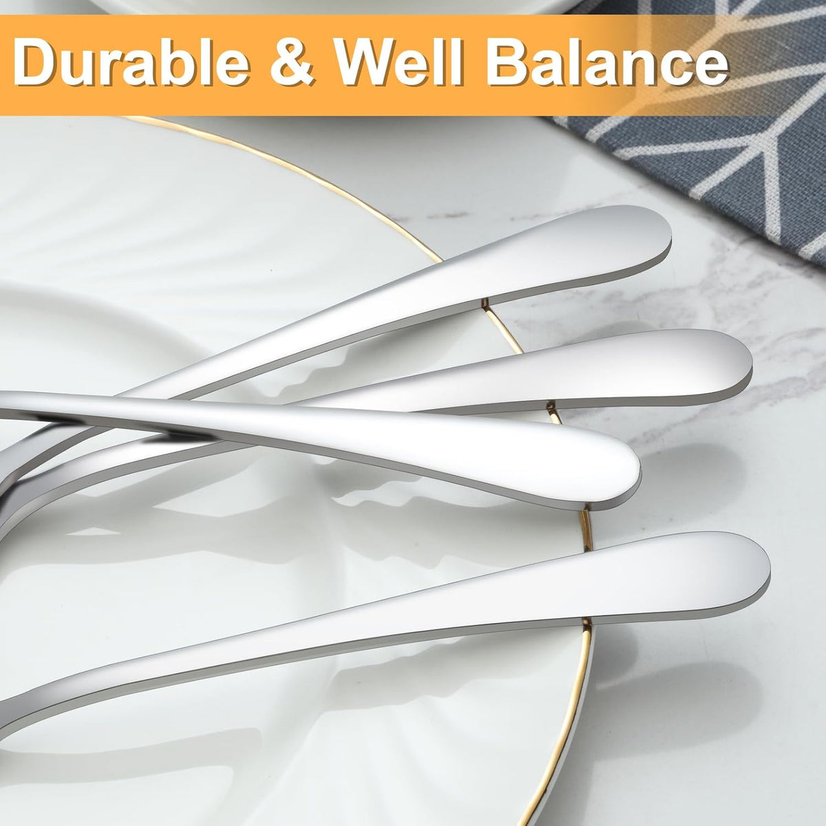 BEWOS 12-Piece Serving Set, 6 Slotted and 6 Regular Spoons, 9.1-Inch Stainless Steel, Dishwasher Safe, Large Serving Spoons For Buffet