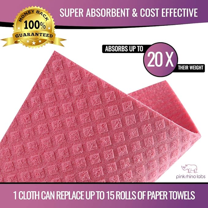 Swedish Dishcloths – Eco-Friendly Reusable Kitchen Towels – 10 Pack Cleaning Cloths for Dishes, Counters & Surfaces – Super Absorbent, Compostable, Zero-Waste Alternative