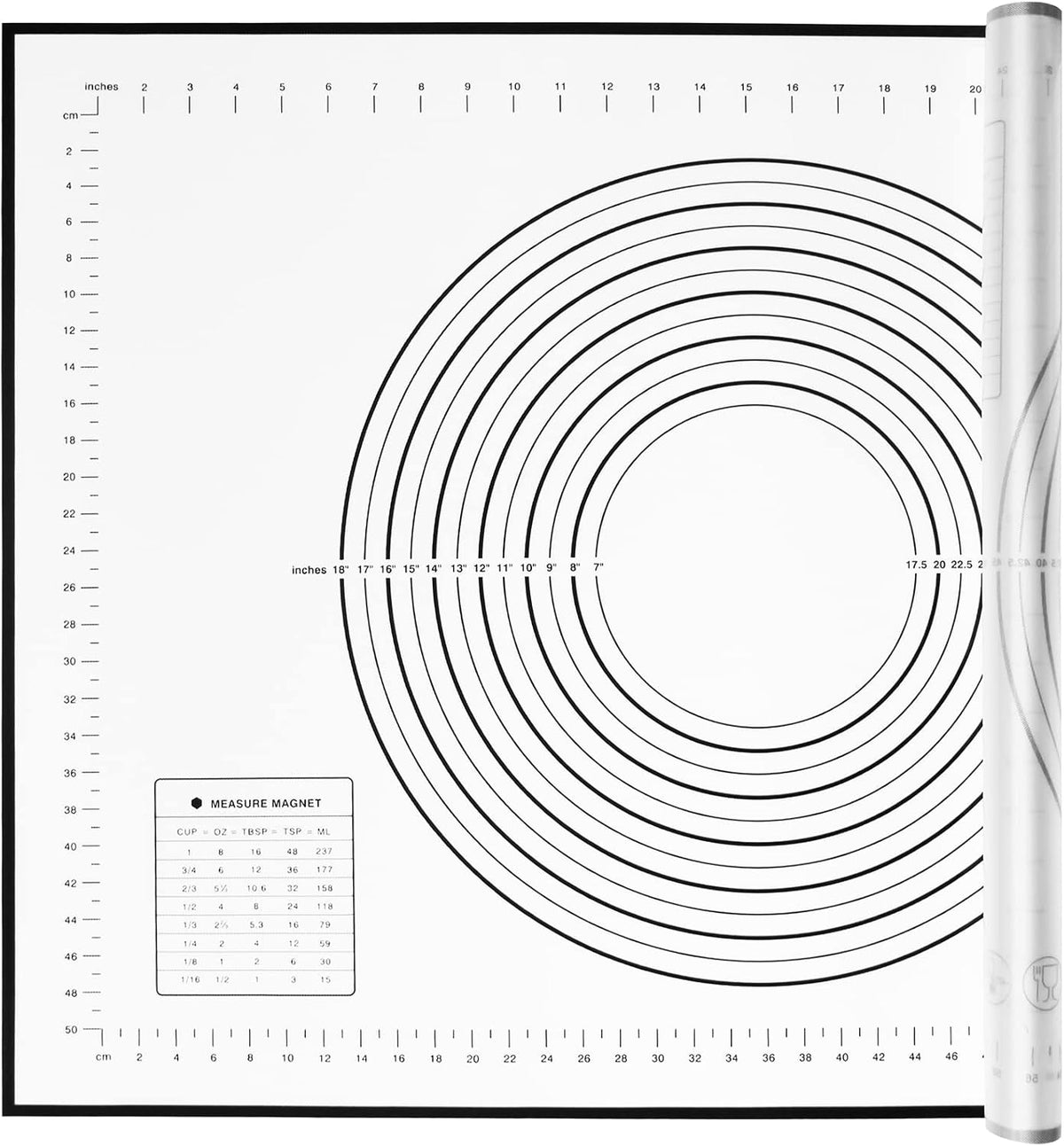 Yansumi Silicone Pastry Mat Extra Large Non-Slip Mat for Rolling Dough Pie Crust and Baking Non-Stick with Measurements (XXL,32"L x 24"W, Black)