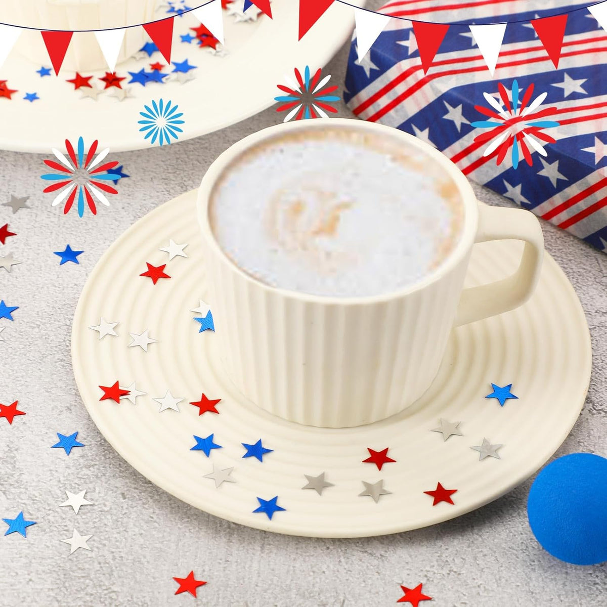MARFOREVER 4th of July Confetti, Red White and Blue Confetti Table Decorations Glitter Patriotic Scatter Independence Day Star Sprinkles for Fourth of July Memorial Day Party Supplies