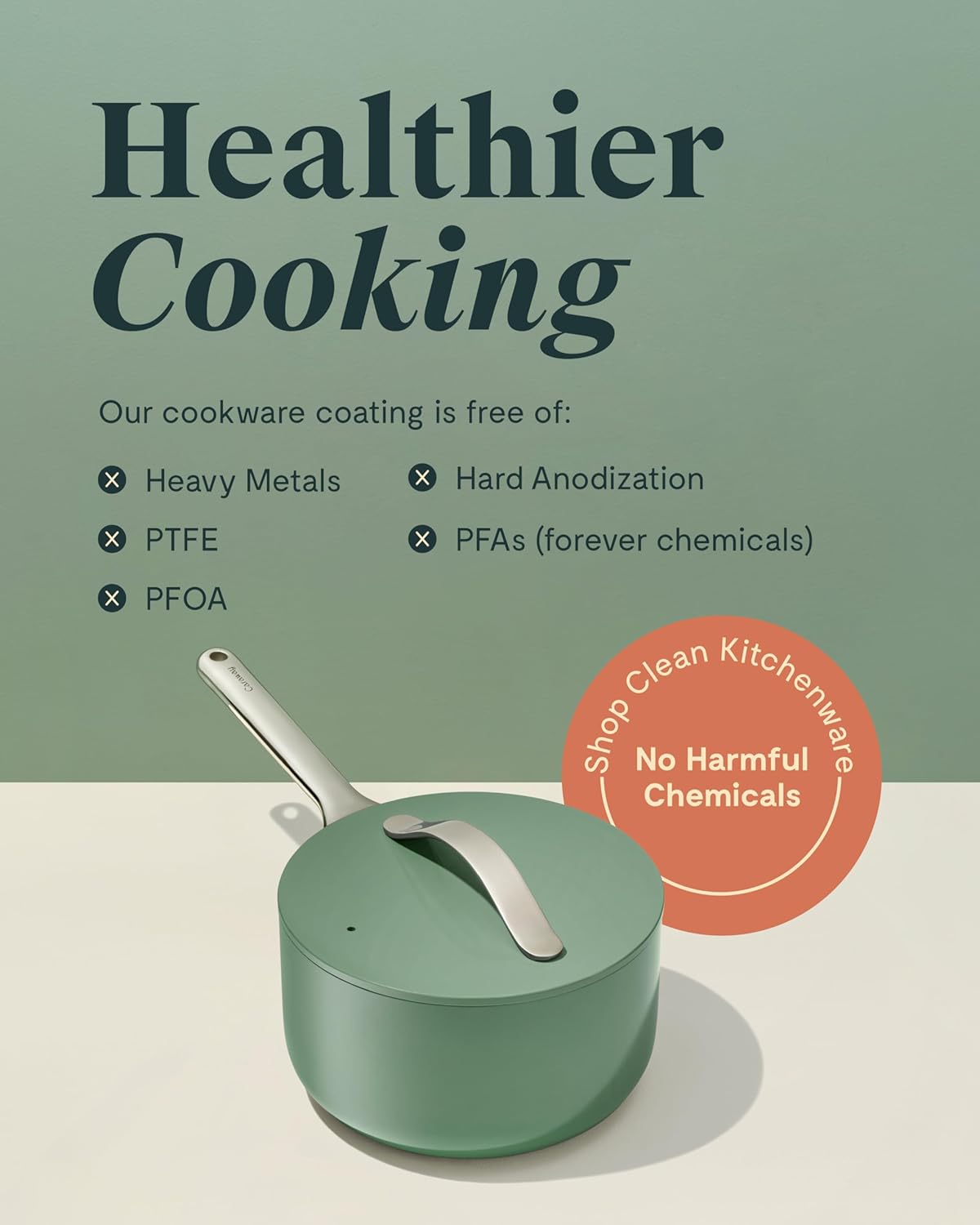 Caraway Nonstick Ceramic Sauce Pan with Lid (1.75 qt) - Non Toxic, PTFE & PFOA Free - Oven Safe & Compatible with All Stovetops (Gas, Electric & Induction) - Gray