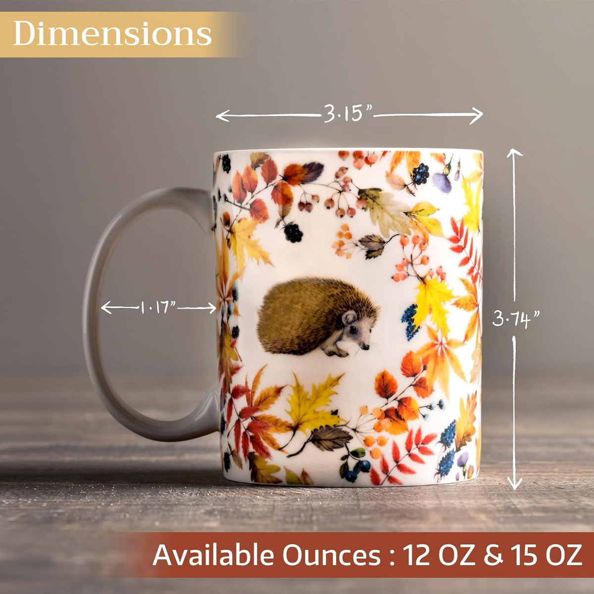 Maison d' Hermine Coffee Mug with Handles Fine Bone China Mugs Pack of One Tea Cups for Hot Beverages Cappuccino Latte Home Restaurant Office Perfect for Gift (Sous-Bois - Foret, 12 Ounce)