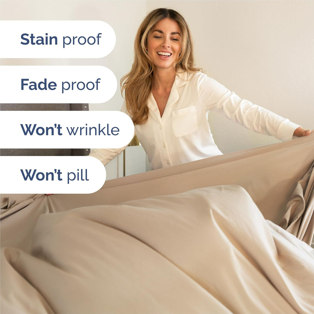 Split King Size 5 Piece Sheet Set - Comfy Breathable & Cooling Bed Sheets Set - Hotel Luxury Bedding for Women, Men, Kids, Teens, Boys & Girls - Deep Pockets, Soft and Wrinkle Free - Oeko-Tex - Cream