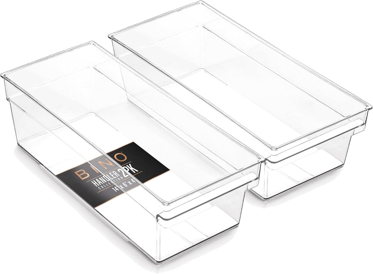 BINO | Plastic Storage Bins, Medium | THE HANDLER COLLECTION | Multipurpose Organizer Bins | Kitchen Pantry Organizers and Storage | Clear Containers for Organizing Home | Freezer Organizer