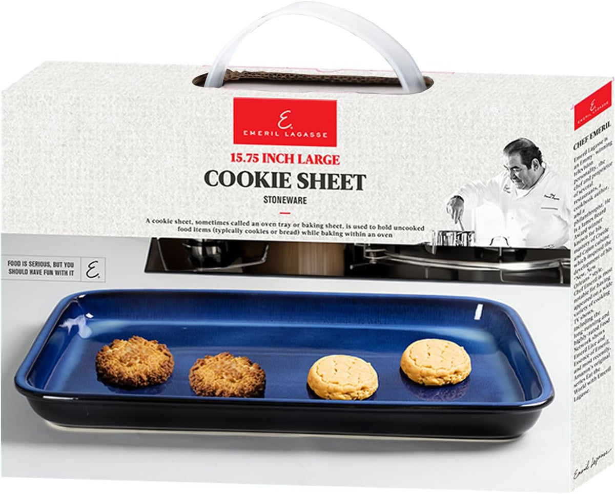 Emeril Lagasse Large Stoneware Baking Sheet – Non Stick Stoneware Cookie Sheet & Baking Tray, Oven Safe Baking Trays for Oven, Ceramic Sheet Pan, 15.75"