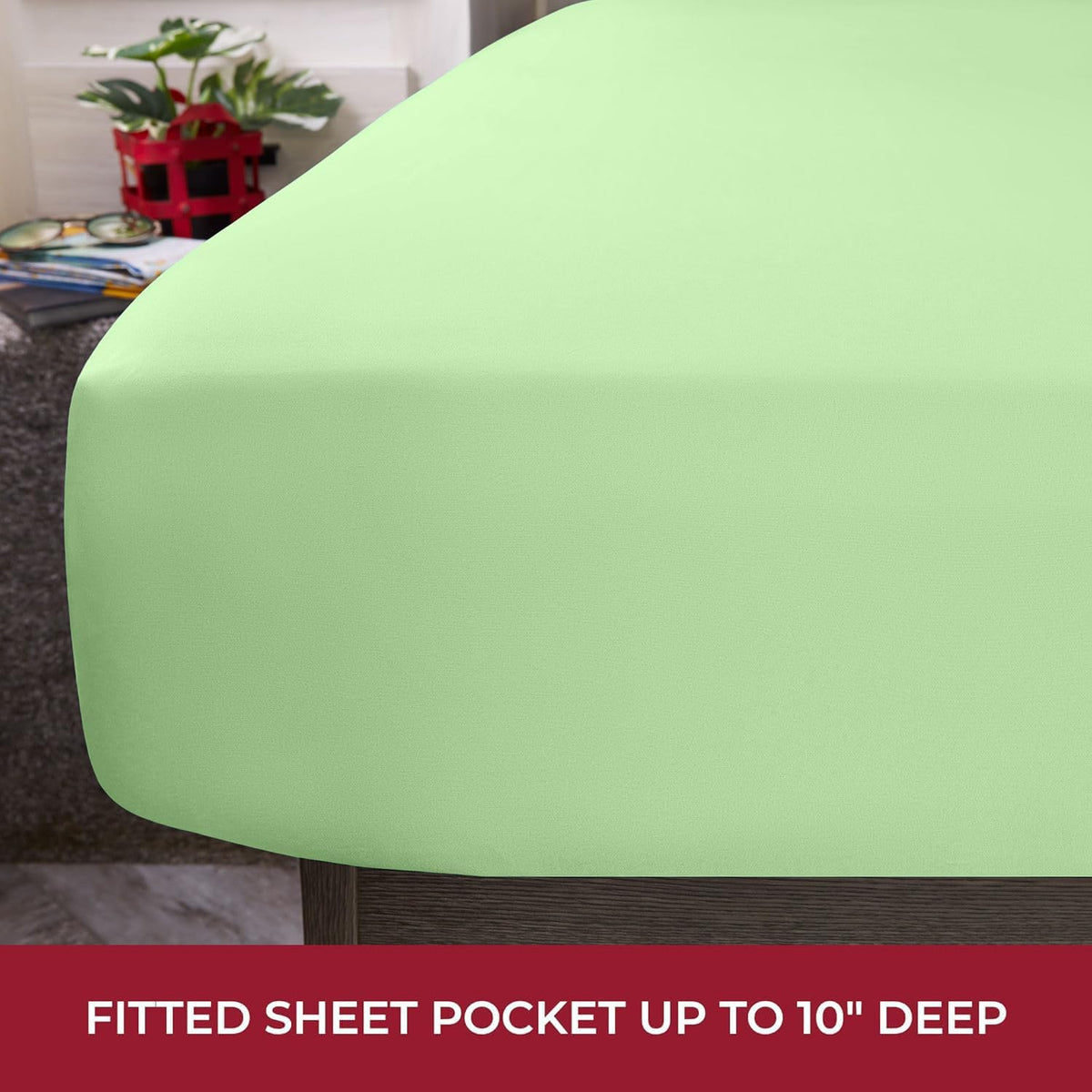 Mellanni RV Short Queen Sheets - 4 PC Iconic Collection Bedding - Hotel Luxury, Extra Soft, Cooling Bed Sheets - Deep Pocket up to 10 inch (RV/Short Queen, Pistachio)
