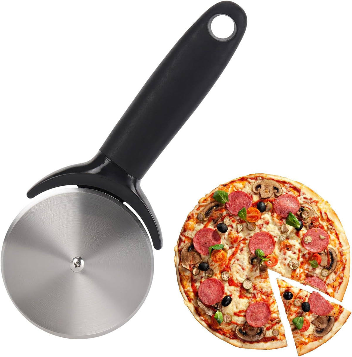 Pizza Cutter Wheel, Stainless Steel Pizza Cutter With Wheel Slicer, Pizza Slicer With Lid for Kitchen, Slip Resistant Handle