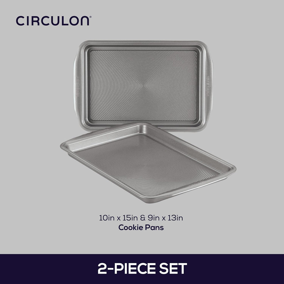 Circulon Nonstick Bakeware Set, Nonstick Cookie Sheet / Baking Sheet - 2 Piece, Gray