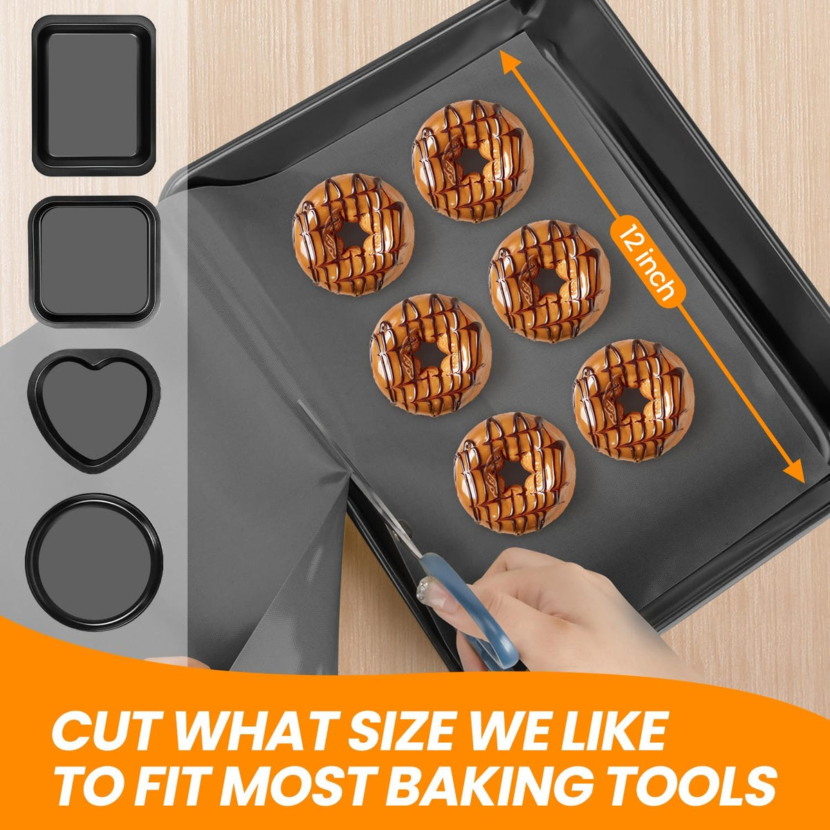 Silicone Baking Mat Roll - Cut to Size Silicone Mat- Non-slip Kitchen Counter Protector Mat, Non-Stick Silicone Pastry Mat, Reusable Air Fryer Linner, Freeze Dryer Mat, Macaron Cookie Baking Mat