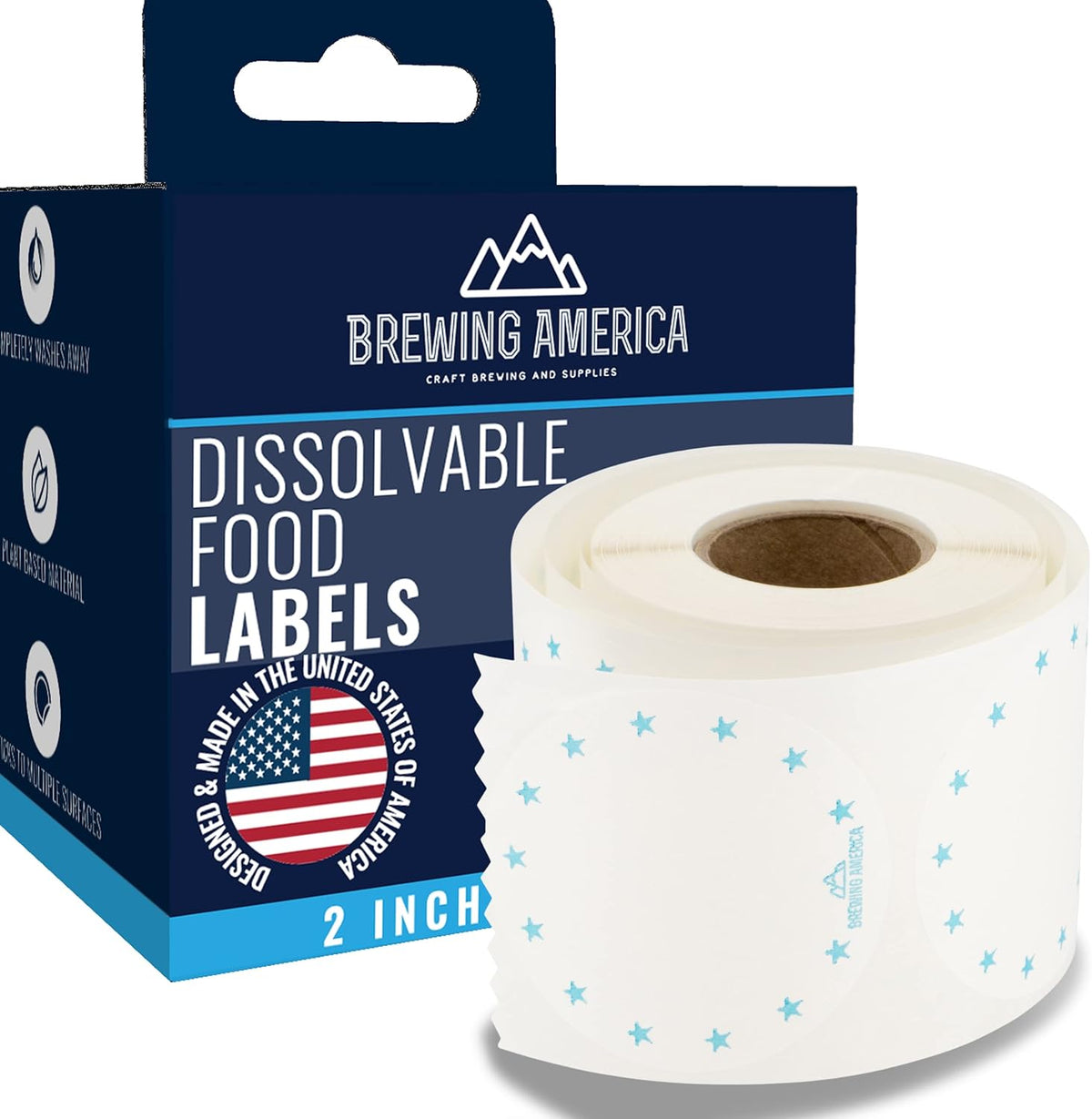 Dissolvable Food Labels for Canning, Pantry, Food Containers, and Mason Jar Food Prep Storage and Organization - Made in USA - Completely Washes Away -250 Labels - 2 Inch Round