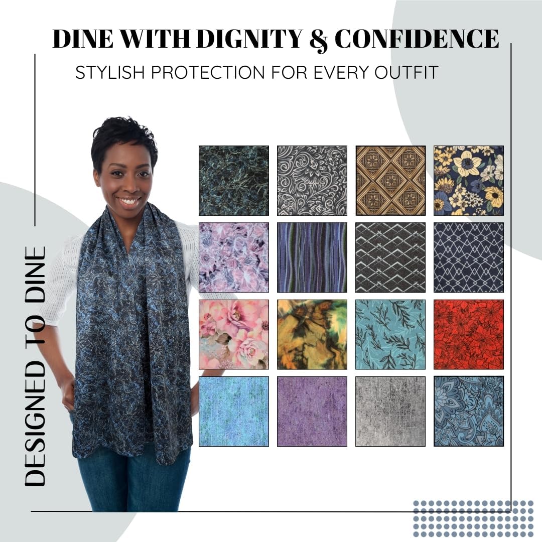 Adult Bib Scarf - Dignified Alternative to Bibs | Washable and Reusable Clothing Protectors for Eating