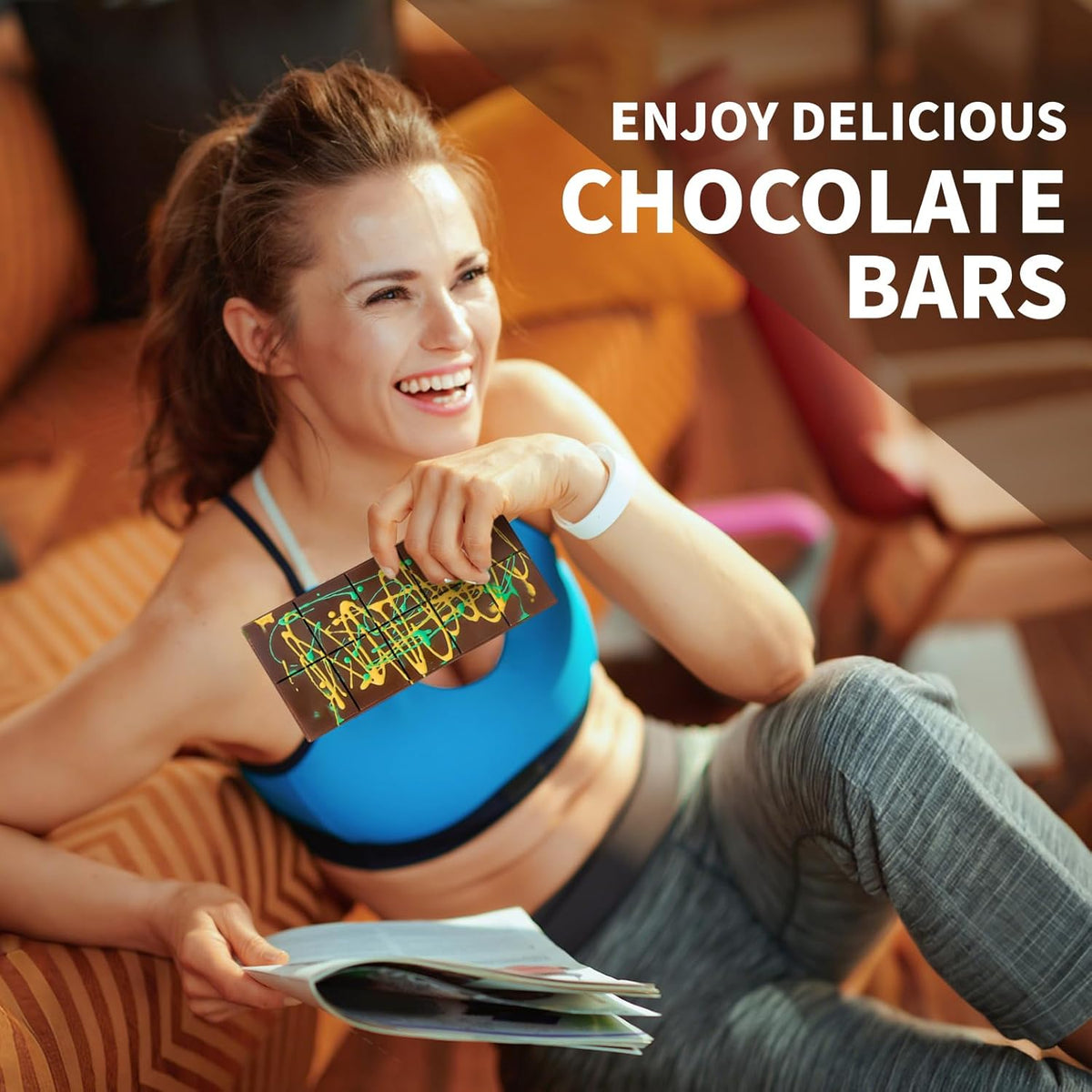 2 Pcs Large Dubai Chocolate Bar Molds, 0.8 Inch Deep Silicone Stuffed Chocolate Bar Molds, Big and Thick Candy Bar Moulds for Filling Homemade Knafeh Pistachio Bars