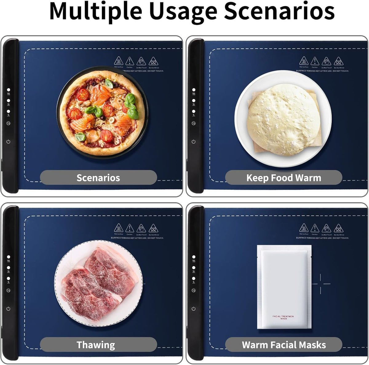 2025 New Food Warming Mat, Silicone Electric Warming Tray, Food Warmers for Parties Buffet - Full Surface Heating, 3 Temperature Settings, Foldable, Food Heating Mat for Gatherings, Family, Everyday