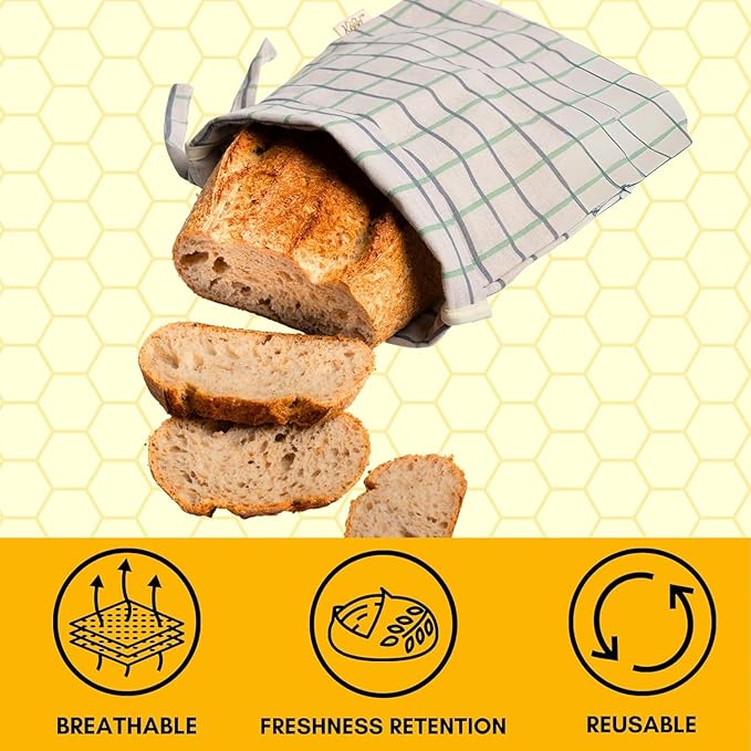 Keeki Bag - The Original Beeswax Lined Bread Bag for Homemade & Sourdough | Reusable Linen Bread Storage | Beeswax Wrap Alternative | Plastic-Free Storage w/Wide Drawstring Closure (Pink, Regular)