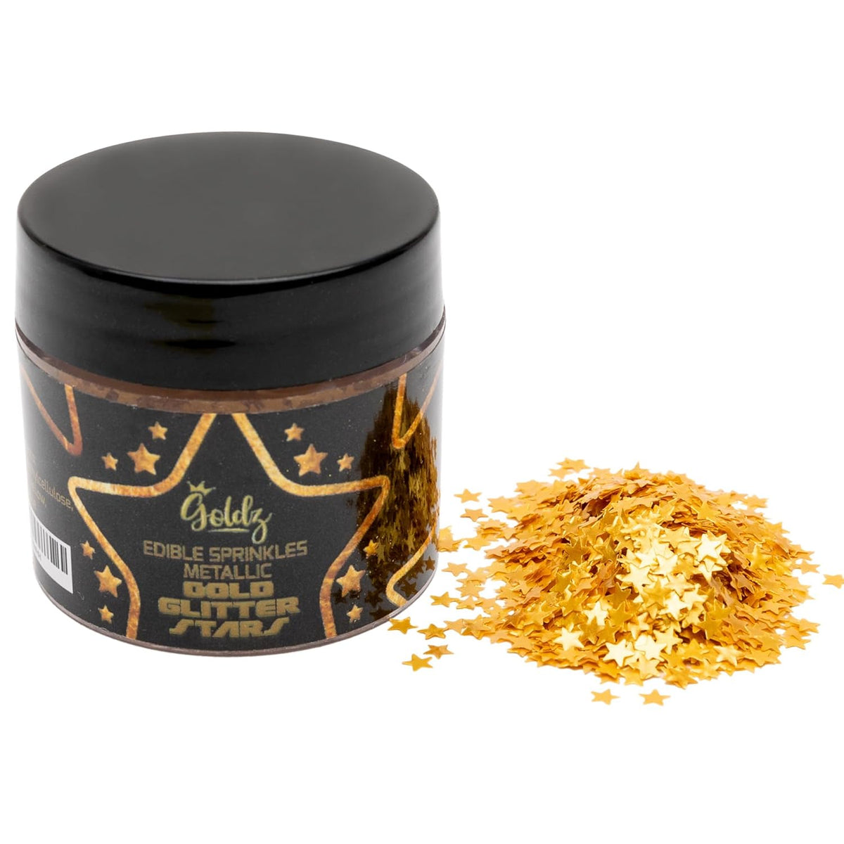 goldz: Edible Sprinkiles Metaliic Gold Glitter Stars 5 grams: Perfect for decorating cakes, cupcakes, flakes, and cookies