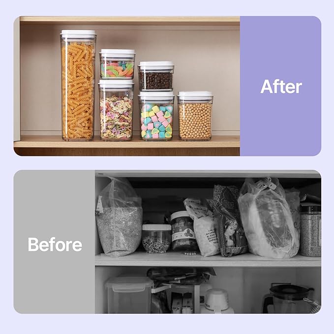 Food Airtight Containers storage with Lids 3 Pack One Button Open/POP UP/Kitchen Storage Organization for Coffee Tea Brown Sugar Cereals 950ml x 3