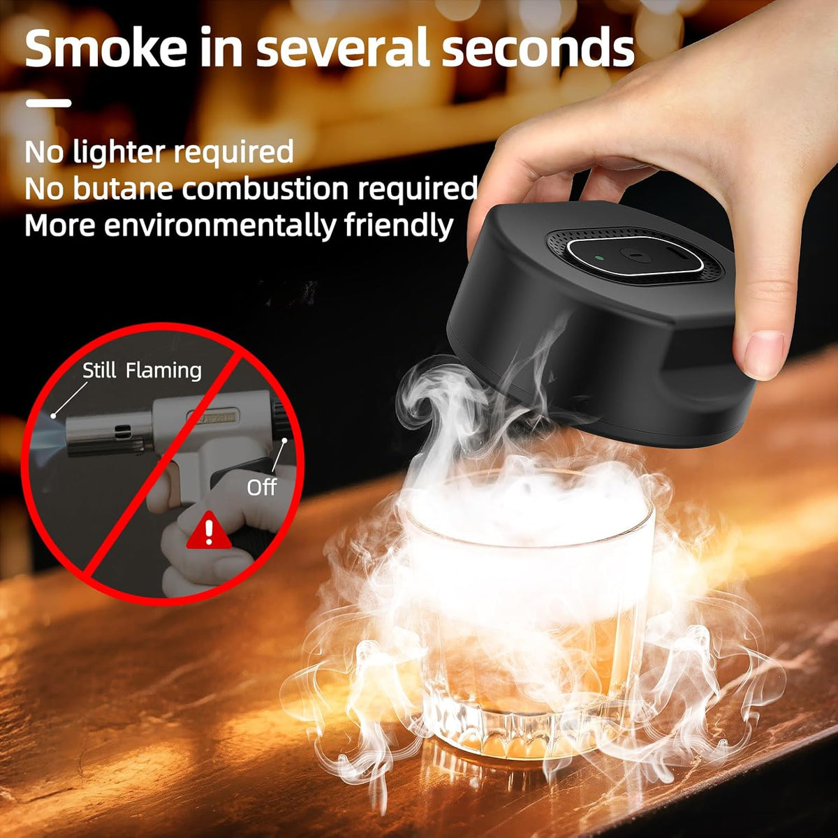 Electric Whiskey Smoker Kit,No Butane Needed,Smokepub,Electric Cocktail Smoker Kit,Drink Bourbon Smoker Kit with 6 Wood Chips,Birthday Christmas Smokpub Gifts for Men,Dad,Husband.