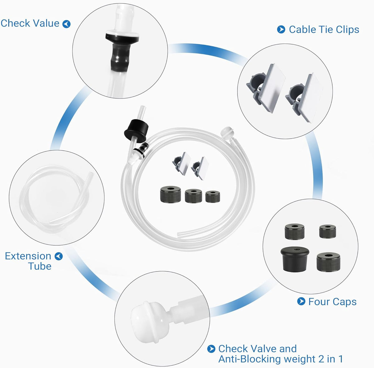 Yofidra Sink Soap Dispenser Extension Kit: Under Sink Dish Soap Dispenser with 47" Tube for Countertop Kitchen Sink Accessories, Sink Hose with Check Valve for Prevent Backflow 2PCS
