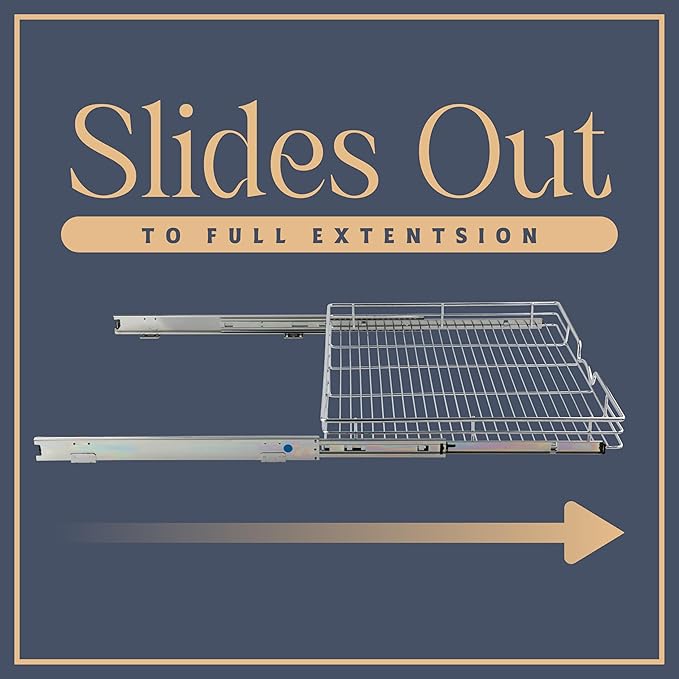 HOLDN’ STORAGE Pull Out Cabinet Organizer, Heavy Duty Caddy w/Lifetime Limited Warranty -30”W x 21”D - Requires At Least 31-1/4” Cabinet Opening, Steel Metal Cabinet Drawers Slide Out, Chrome