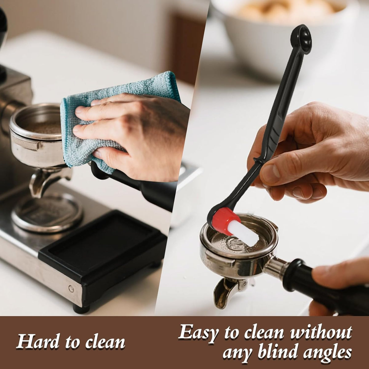Espresso Coffee Machine Cleaning Brush 2 Pieces Coffee Brush Espresso Cleaning Brush with Spoon Head for Coffee Grinder and Espresso Cleaning