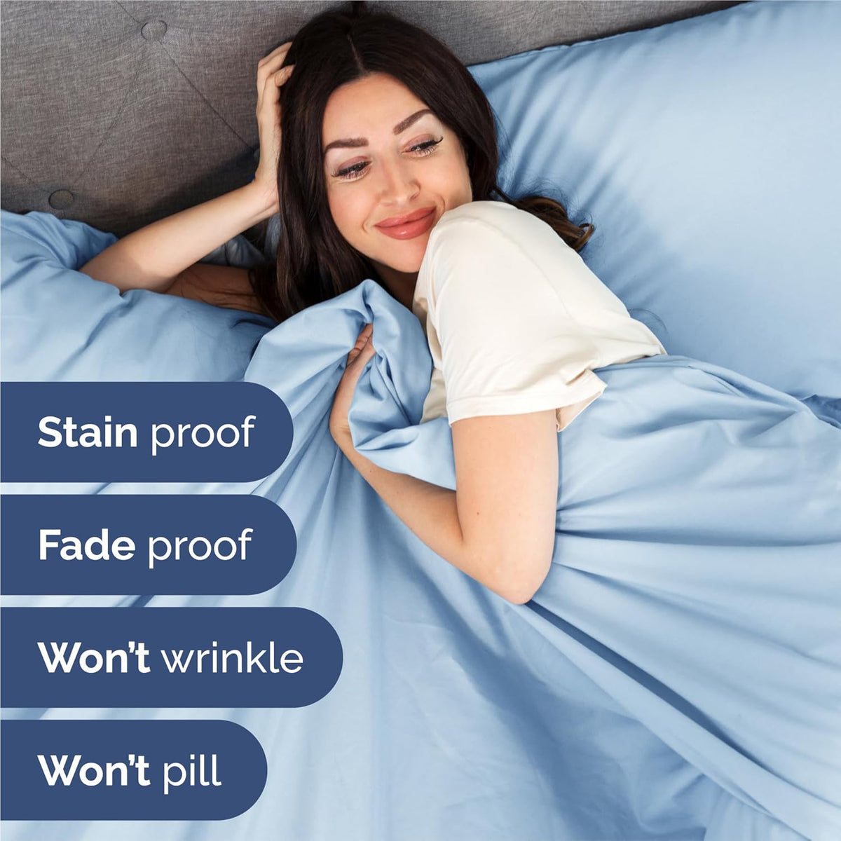 Split King Size 5 Piece Sheet Set - Comfy Breathable & Cooling Bed Sheets Set - Hotel Luxury Bedding for Women, Men, Kids, Teens, Boys & Girls - Deep Pockets and Wrinkle Free - Oeko-Tex - Light Blue