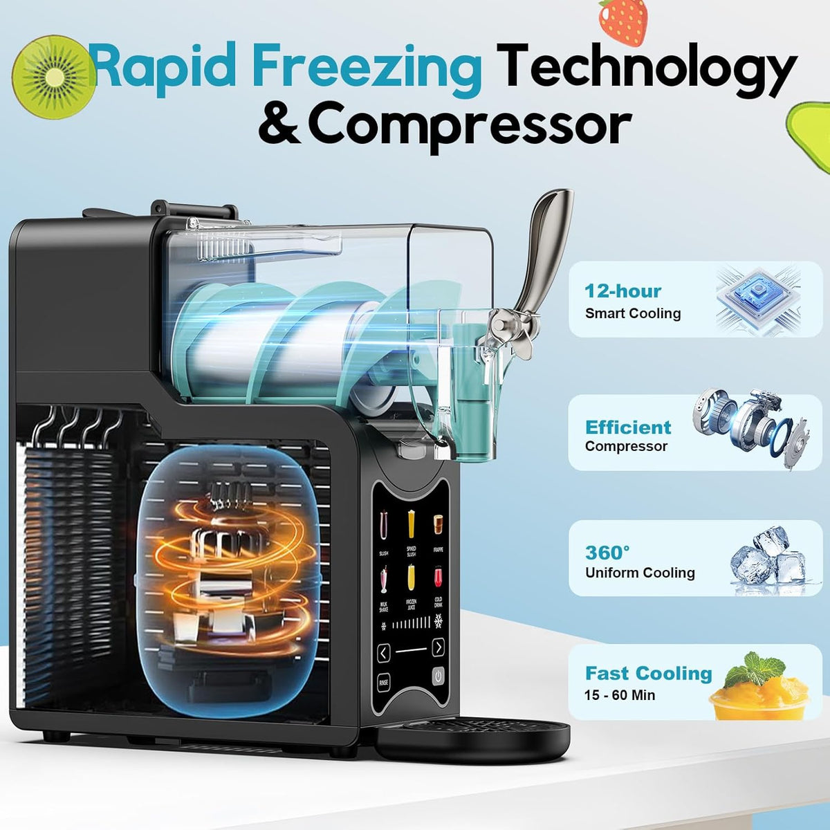 Slushie Machine for Home, Slushy Machine 88 oz Margarita Machine with 7 Preset Programs, Frozen Drink Machine, for Smoothie, Milkshake, Cocktail, Frappés, 10-Level Adjustable Thickness, No Ice Needed