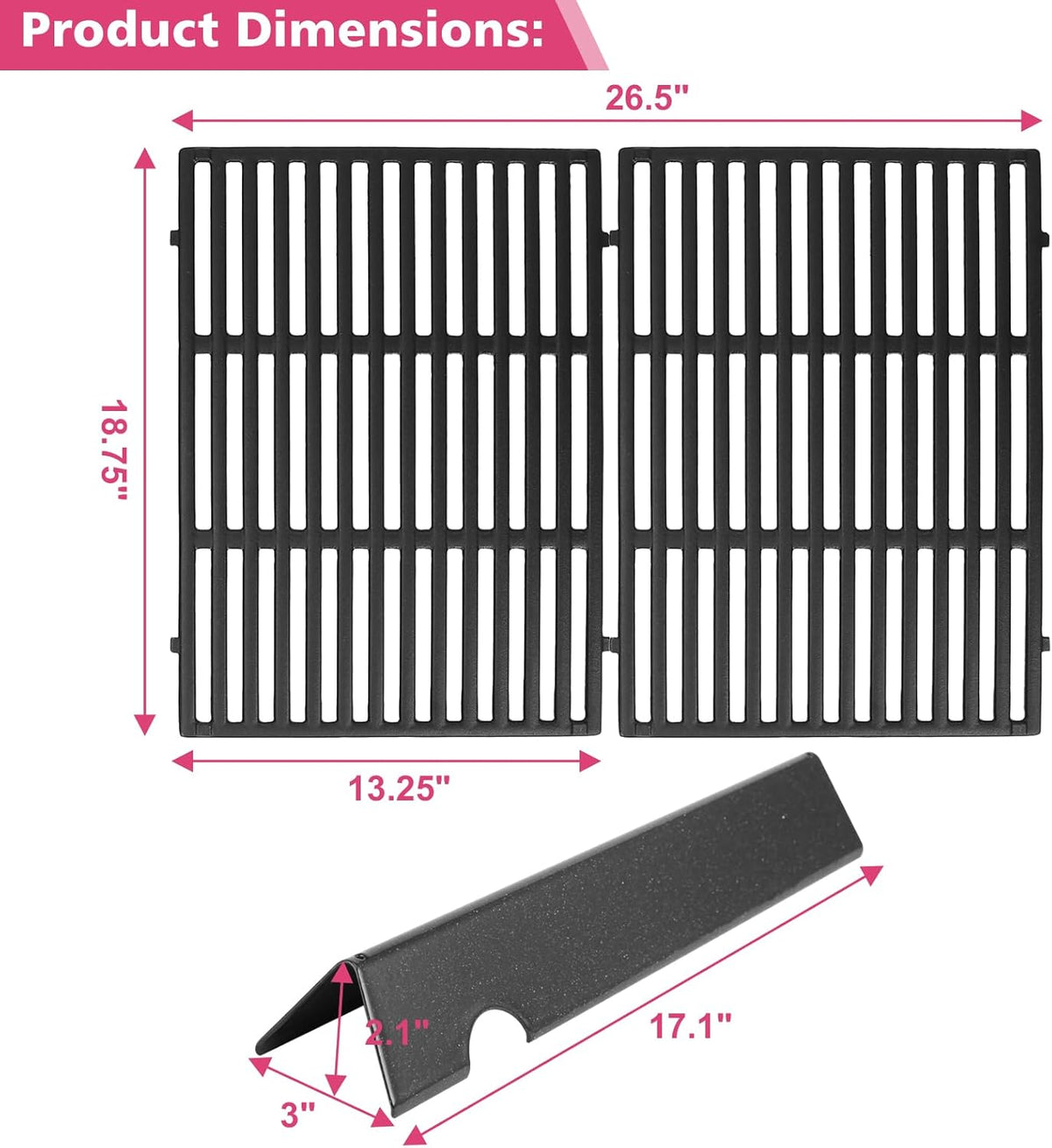 17" Flavorizer Bars 66795 and 18.75" Cast Iron Grill Grates 66095 Combo for Weber Genesis II LX 300 Series,Genesis II E/S 310/315 / 325/330 / 335 Grill Grate Flavor Bars Set for Weber 66802 66032